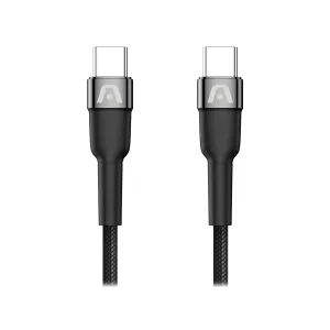 CABLE ARGOM CB-0047BK TYPE-C TO TYPE-C 65 W NYLON 1.8M BLACK