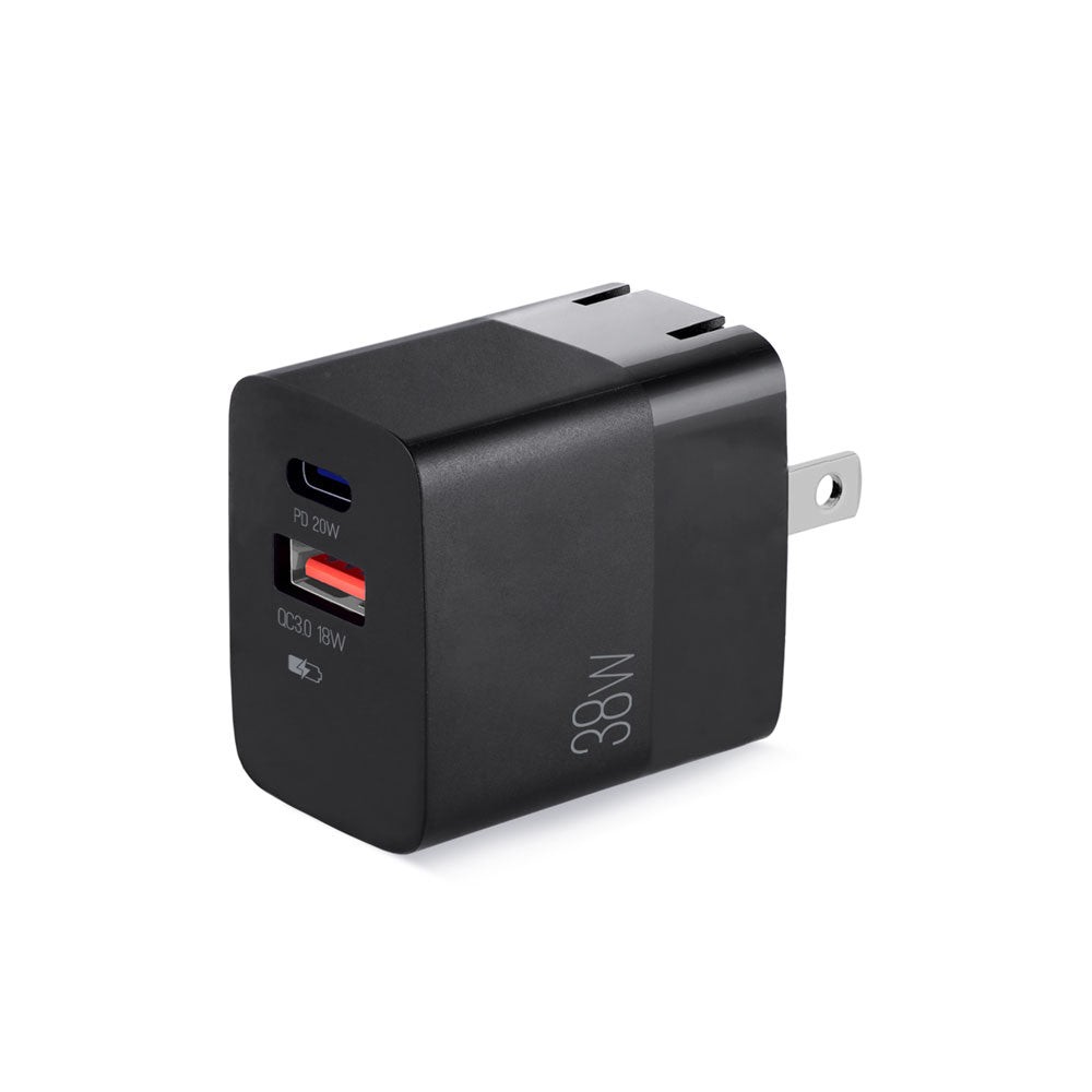CARGADOR DE PARED ARGOM 38W PRO PD TYPE-C USB ARG-AC-0122BK BLACK