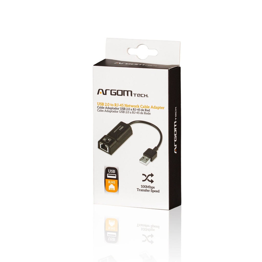 ADAPTADOR ARGOM USB2.0 TO RJ45 100MBPS 15CM
