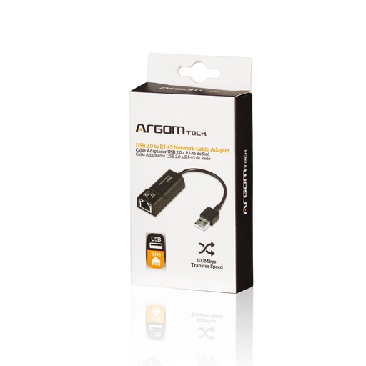 [ADAXXXARGCB0045] ADAPTADOR ARGOM USB2.0 TO RJ45 100MBPS 15CM