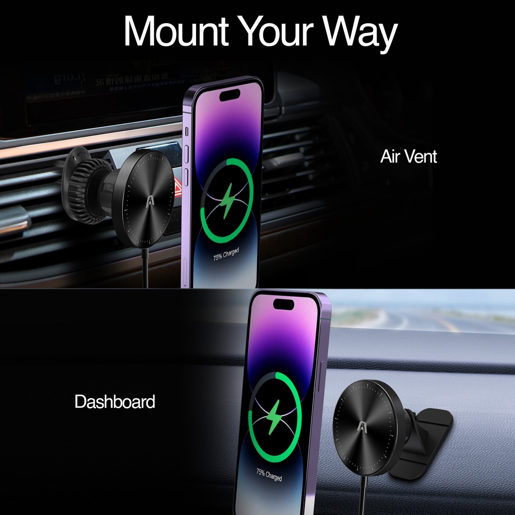 CAR MOUNT ARGOM WIRELESS FAST CHARGER MAGNETIC M4 NEGRO