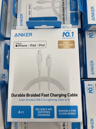 [A81B6H21] "Anker - Cable de carga/sincronización - Cable USB-C/Lightning 322 (6 pies)"
