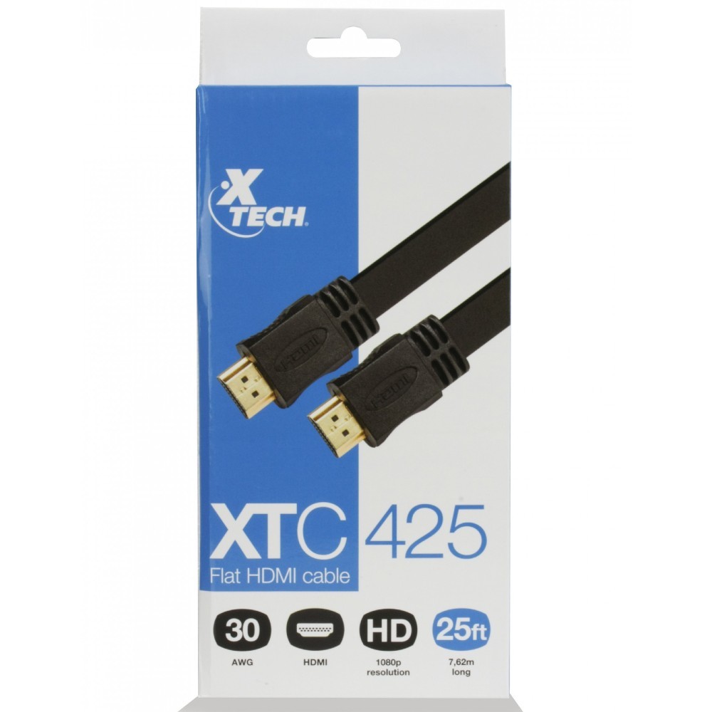 [XTC-425] Xtech - Video / audio cable - HDMI - FLAT - 25 pies