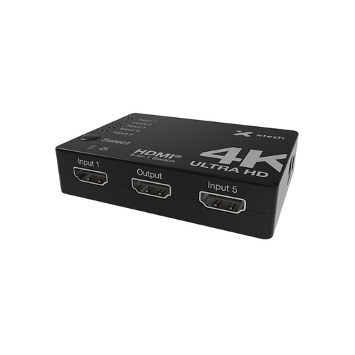 [XHA-430] Xtech - 5-port to 1 HDMI switch - 4KUHD w remote control XHA-430
