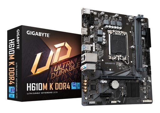 [H610M K DDR4] Gigabyte H610M K DDR4 - 1.0 - placa base - micro ATX - Socket LGA1700 - H610 Chipset - USB 3.2 Gen 1 - Gigabit LAN