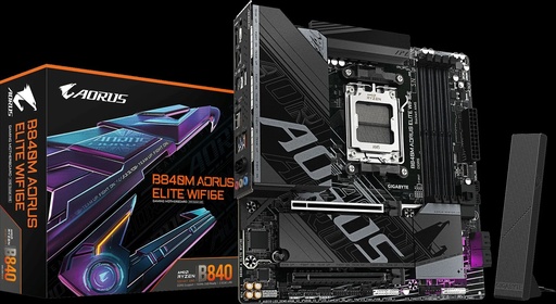 [B840M A ELITE WIFI6E G10] Gigabyte - Motherboard - Micro ATX - Socket AM5 - AMD B840 - para Ryzen 7 / para Ryzen 9 - AMD Radeon