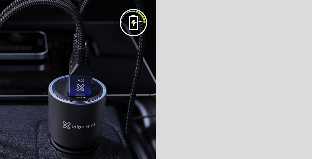 Klip Xtreme KCC-140 - Car power adapter - 140 Watt - 2 x 24 pin USB-C / 9 pin USB Type A