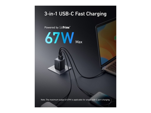 [A2669113] "Anker - Battery charger - Lithium - For Universal - Prime 67W GaN Wall Charger (3"