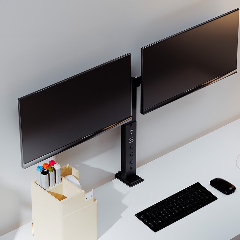 Klip Xtreme - Desktop to monitor mounting kit - With power strip