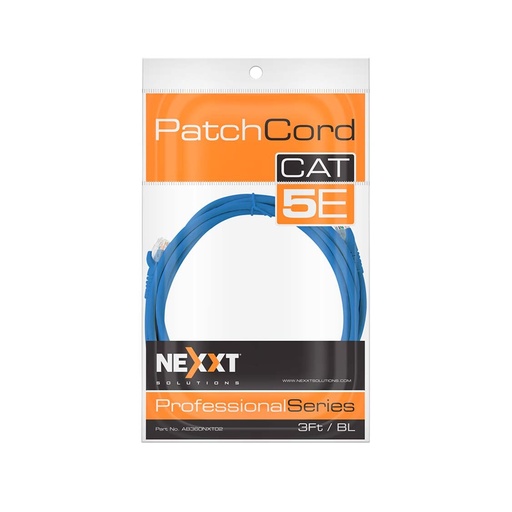 [AB360NXT02] Nexxt - Cable de interconexión - RJ-45 (M) a RJ-45 (M) - 90 cm - UTP - CAT 5e - moldeado, trenzado - azul