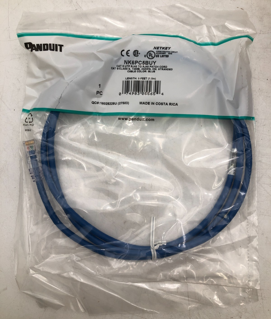 [NK6PC5BUY] Panduit NetKey - Patch cable - RJ-45 (M) to RJ-45 (M) - 1.52 m - UTP - CAT 6e - booted, stranded - blue
