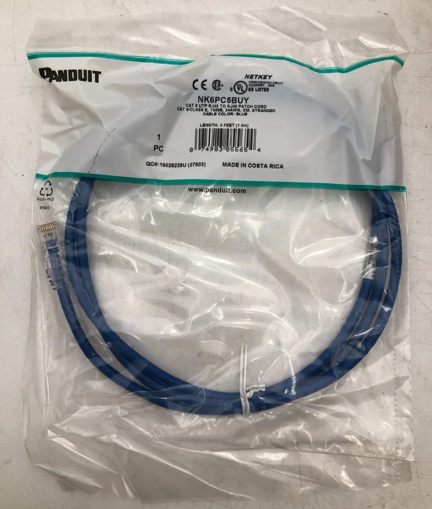 Panduit NetKey - Patch cable - RJ-45 (M) to RJ-45 (M) - 1.52 m - UTP - CAT 6e - booted, stranded - blue