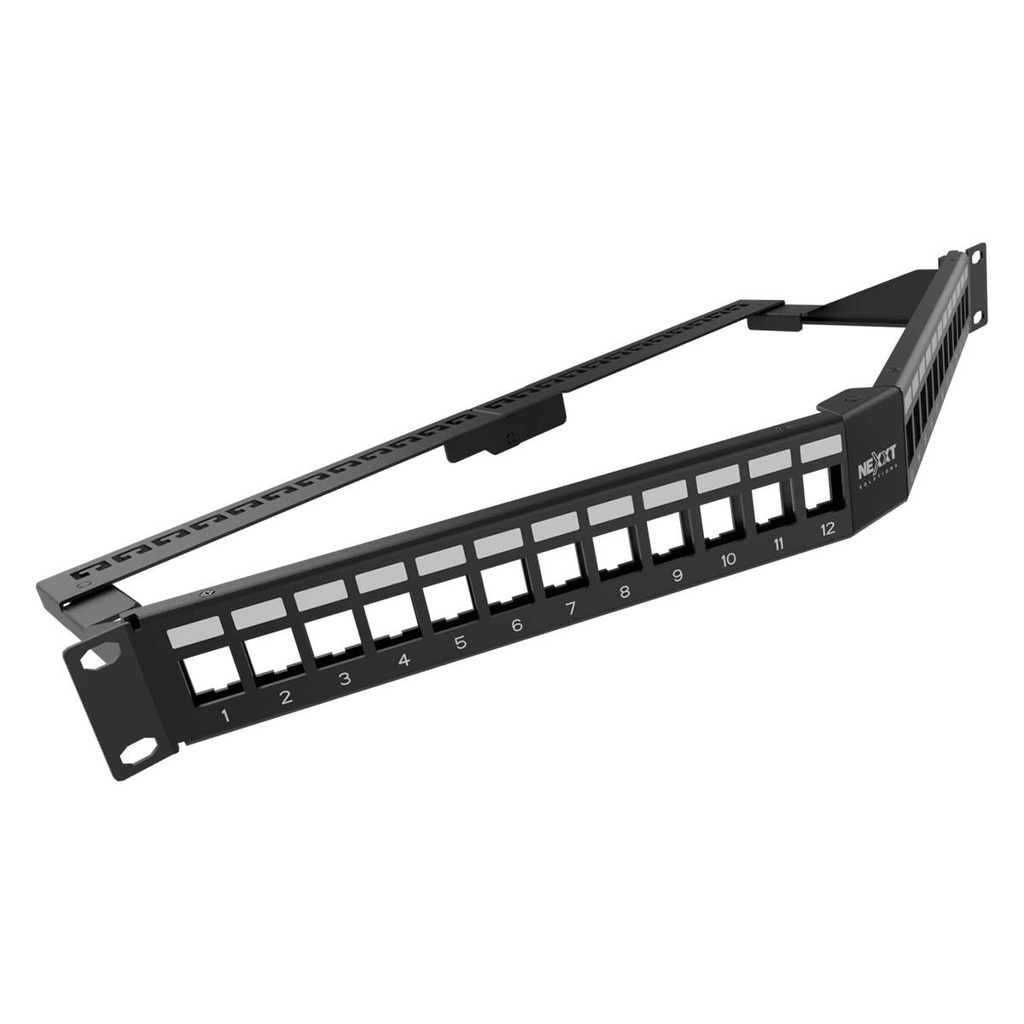 [PCGPSMO1U24ANBK] Nexxt Solutions Infrastructure - Patch panel - Cold-rolled steel - Black with silver extrusion - Angled Mod SH 24P 1U