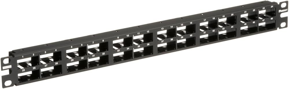 Panduit MINI-COM Shielded High-Density Modular Patch Panel - Patch panel - black - 1U - 19" - 48 ports