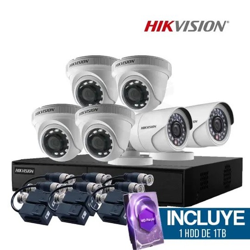 [COMBO2] 1 DS-7208HGHI-M1(C) + 2 DS-2CE16D0T-IRPF + 4 DS-2CE56D0T-IRPF + 6 DS-1H18-A + 1 HDD-1TB-DVRWD