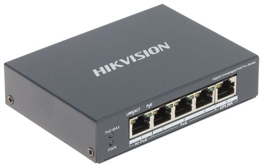 [DS-3E0505HP-E] SWITCH POE 3 CH 10/100/1000MB + 1 HI-POE 10/100/1000MB + 1 SFP NO ADMINISTRABLE