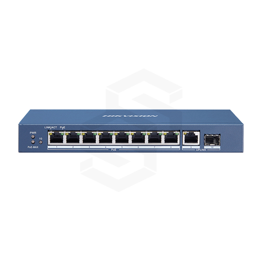[DS-3E0510P-E/M] SWITCH POE 8 CH 10/100/1000MB + 1 10/100/1000MB + 1 FIBRA GIGABITE 58W