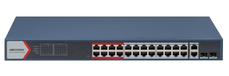 SWITCH POE 24 CH 10/100MB + 2 10/100/1000MB + 2 FIBRA GIGABITE 370W ADMINISTRABLE