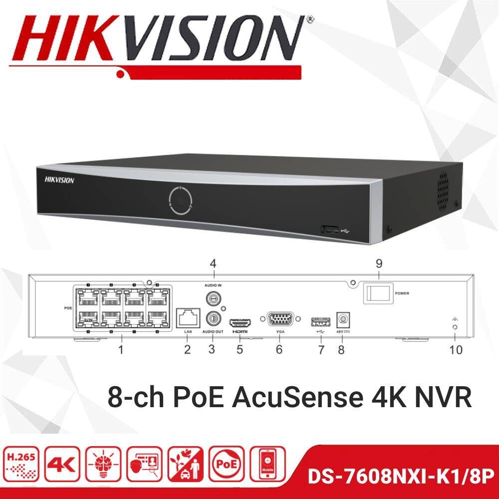 NVR 8CH CAPACIDAD 80MB 1HDD ACUSENSE