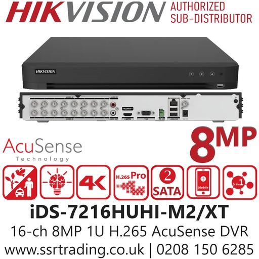 [DS-IDS-7216HUHI-M2/XT] GRABADOR DIGITAL 16CH TURBO HD 40 2 HDD AUDIO Y ALARMA