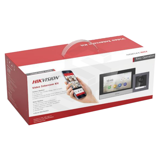 KIT DE VIDEO PORTERO IP DS-KD8003-IME1 + DS-KH6320-WET1 + SWITCH POE X 4 + SD 16GB HIKVISION