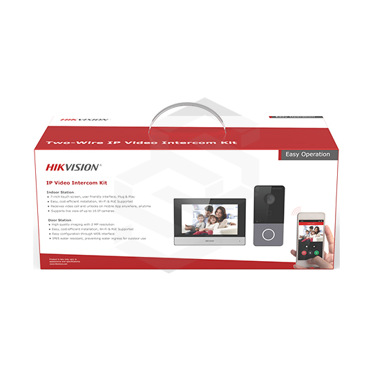 [DS-KIS603-P] KIT DE VIDEO PORTERO IP DS-KV6113-WPE1 + DS-KH6320-WET1 + 2 FT HIKVISION