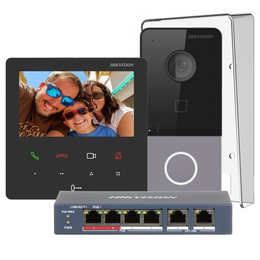 [DS-KIS606-P] KIT DE VIDEO PORTERO IP DS-KV6113-PE1(C) + DS-KH6110-WE1