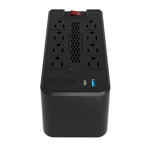 [FZ-FVR-1221USB] REGULADOR DE VOLTAJE FORZA 8 TOMAS CON 2 USB 1200V