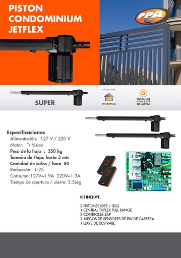 [PPA-E07124012] CONJUNTO DE MOTOCONJ.AUTO.MOV.P. PISTON CONDOMINIUM INOX JET FLEX CONNECT 60HZ-DOBLE - SIN BRAZO  *LOS RIELES SE VENDEN POR SEPARADO*