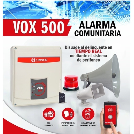 [PT-COM-VOX500] PANEL DE ALARMA DE PERIFONEO PARA CCTV LINSEG VOX 500- Incluye 1 RF 5