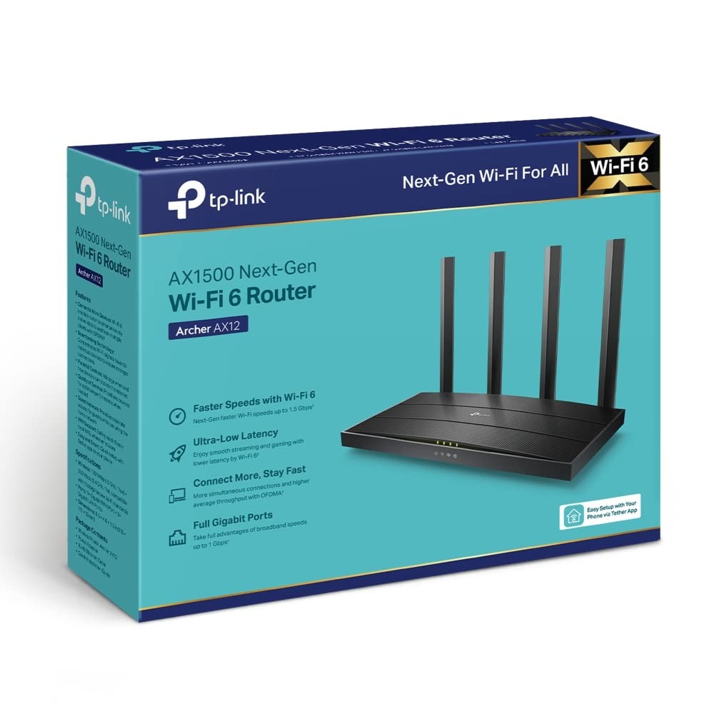 ROUTER TPLINK WIFI 6 AX1500 Mbps 4 PUERTOS GIGABIT DUAL BAND 4 ANTENAS