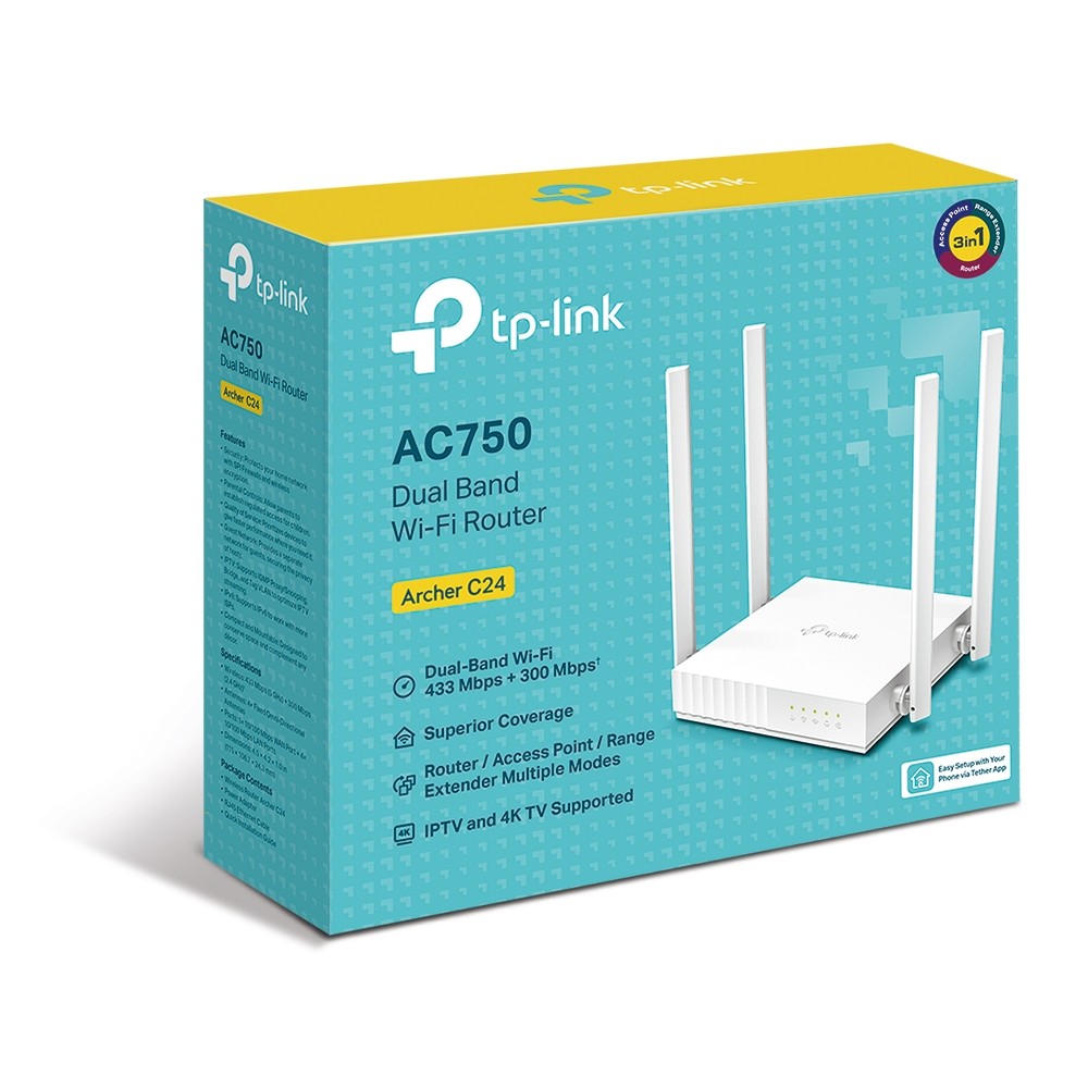 ROUTER INALAMBRICO AC 750 MBPS DOBLE BANDA 24/5GHZ 4 ANTENAS 4 PUERTOS LAN