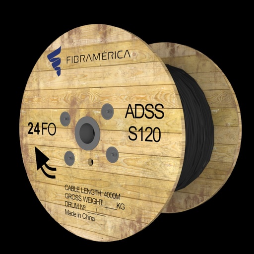 [XT-ADSS-24FO-2D-S120] CABLE DE FIBRA ÓPTICA ADSS 24 HILOS FO G652D MDPE CHAQUETA NEGRA CON PROTECCIÓN UV Y PROTECCIÓN ANTI
