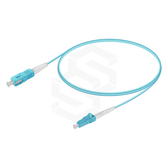 CABLE PATCHCORD FIBRA ÓPTICA LC/UPC - SC/UPC OM3 MULTIMODO SIMPLEX 3MM CHAQUETA LSZH AQUA 2 MTS