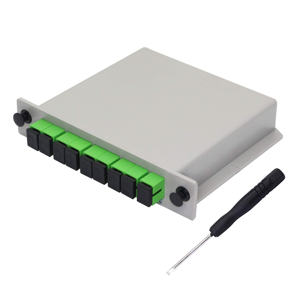SPLITTER PLC 1X8 SC/APC G657A1 900µM ENTRADA COLOR BLANCO SALIDA COLORES INTERNACIONALES