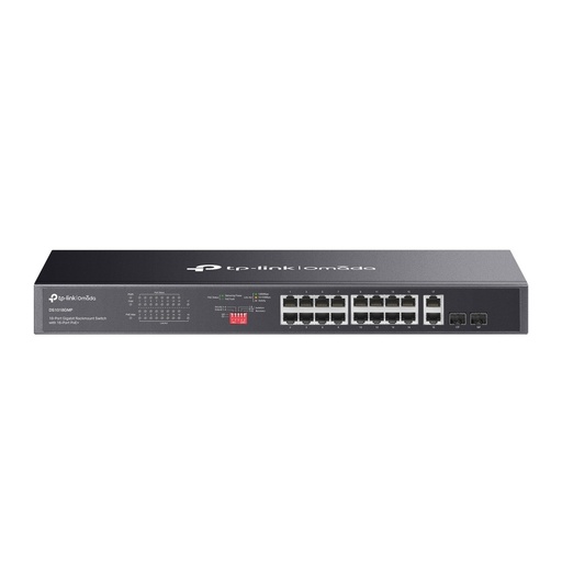 [TP-DS1018GMP] SWITCH 18 PUERTOS, 16 POE+ GIGABIT + 2 NON-POE GIGABIT + 2 SFP GIGABIT NO-ADMINISTRABLE