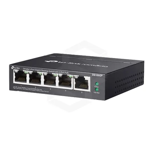 SWITCH 5 PUERTOS, 4 POE+ GIGABIT + 1 NON POE GIGABIT NO-ADMINISTRABLE