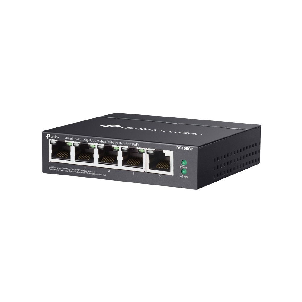 SWITCH 5 PUERTOS, 4 POE+ GIGABIT + 1 NON POE GIGABIT NO-ADMINISTRABLE
