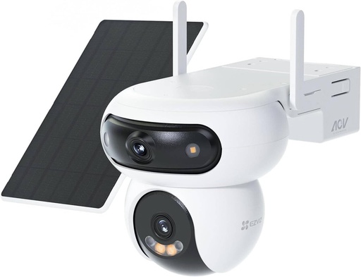 [CS-HB90/SP-R100] HB90 + PANEL  CAMARA PANTILT EXTERIOR 2K + CAMARA CON MOVIMIENTO HORIZONTAL 2K A BATERIA + PANEL SOLAR
