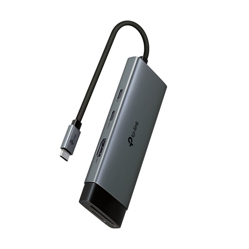 [HUBTPLUH7020C] HUB TP-Link USB Tipo-C 7 in 1 con Puerto HDMI 4K 60Hz. SD microSD Fast Charge Silver