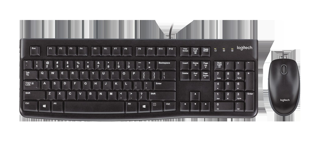TECLADO-MOUSE COMBO LOGITECH MK120 NEGRO USB PLUG AND PLAY RESISTENTE A SALPICADURAS