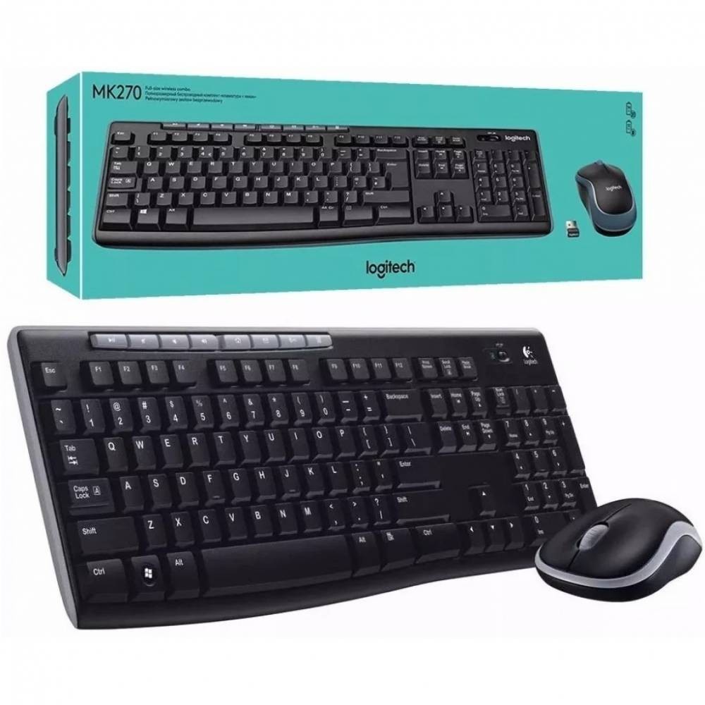 TECLADO-MOUSE COMBO LOGITECH MK270 NEGRO WIRELESS USB PLUG AND PLAY