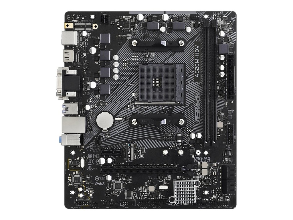 MBO ASROCK A520M-HDV AMD AM4 HDMI DVI-D 2XDDR4 12USB 4SATA3 PCIE3.0x16 M.2 mATX