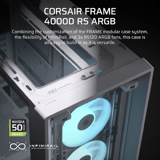 [CASCORCC9011297] CASE CORSAIR FRAME 4000D RS ARGB Modular Mid-Tower Tempered Glass USB-C 2USB-A Blanco