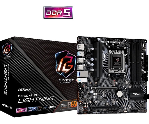 [MBOASRB650MPGLW] MBO ASROCK B650M PG LIGHTNING AM5 RYZEN 7000 4DDR5 PCIE4.0 HDMI DP 2M.2 8USB3.2 mATX