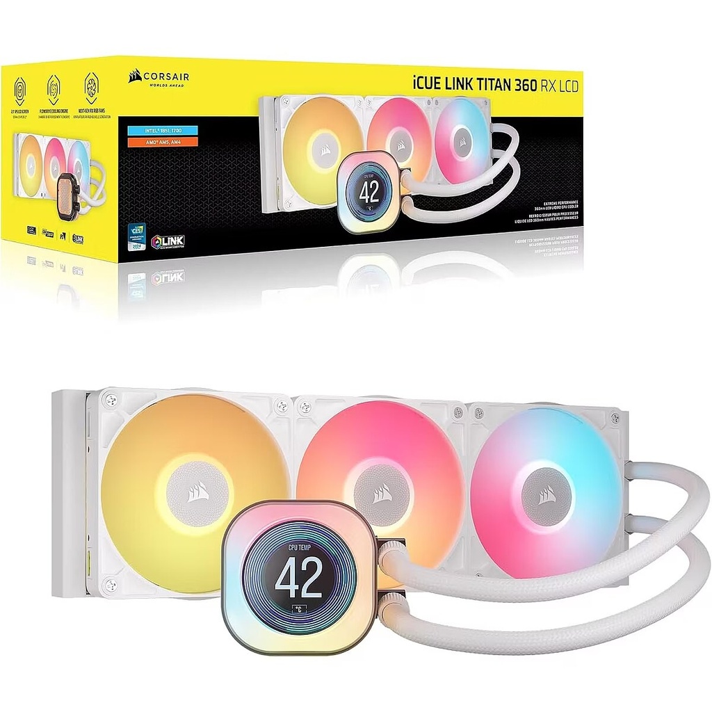 COOLER CORSAIR ICUE LINK TITAN 360 RX LCD Liquid CPU for Intel 1851 AMD-AM5