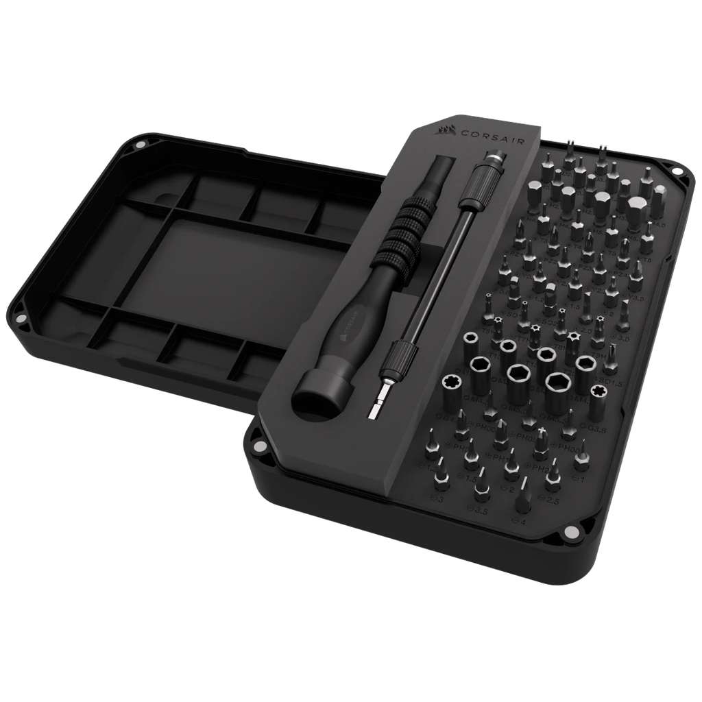 KIT DE HERRAMIENTAS CORSAIR PARA MONTAJE DE PC 65 PUNTAS-DEST. EXTEN.-FLEXIBLE BANDEJA