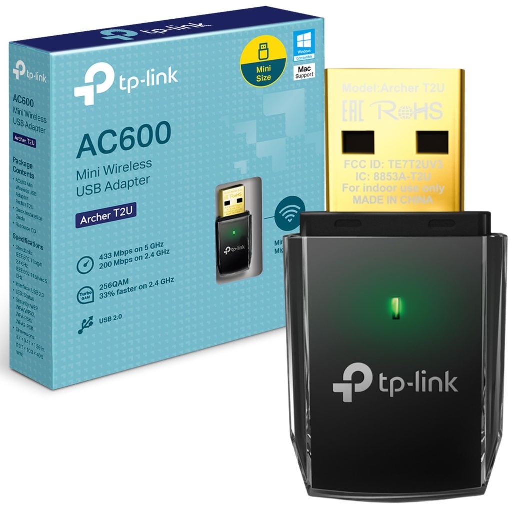 [ADATPLT2U] ADAPTADOR INALAMBRICO USB BANDA DUAL AC600 ARCHER T2U