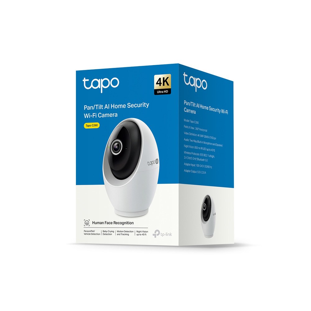 CAMARA TPLINK/TAPO C260/4K/VISION A COLOR /AUDIO BIDIRECCIONAL/RECONOCIMIENTO ROSTROS/HASTA 512GB