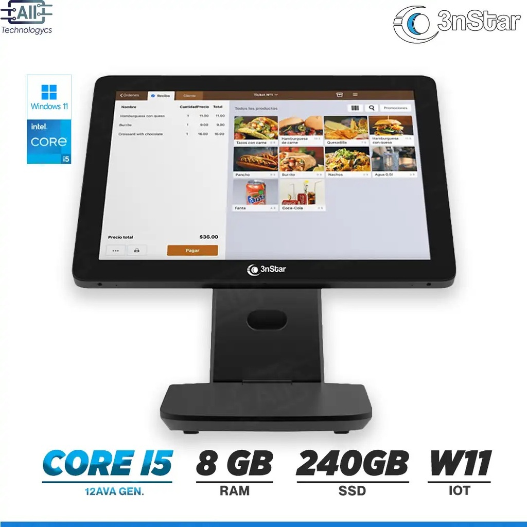 [P415-09W-8240] COMPUTADOR 3NSTAR/AIO POS P4 N95 – 8GB RAM – 240GB SSD – WIFI-BT FREE DOS